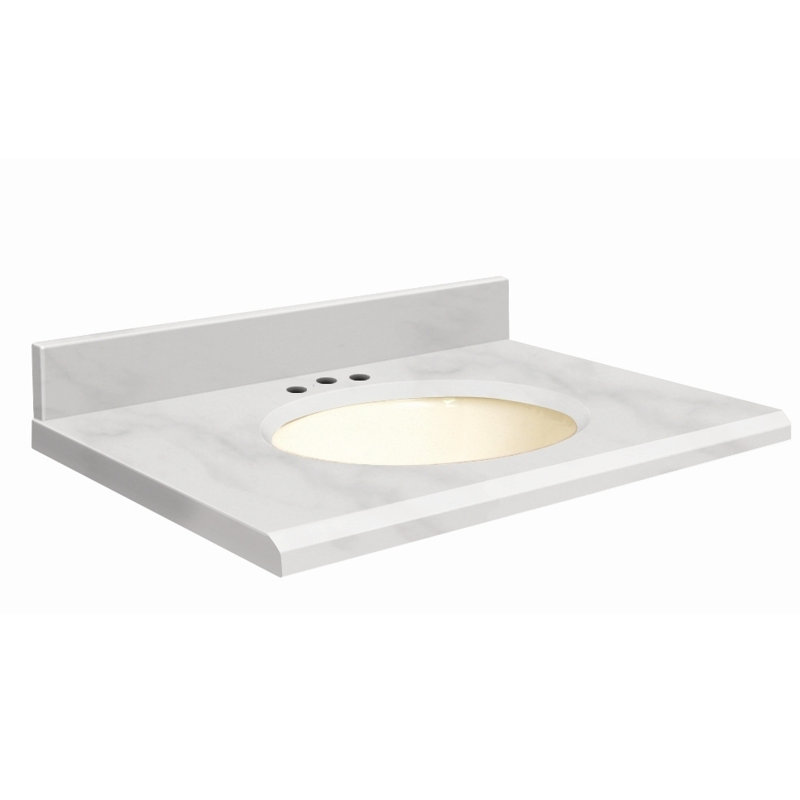 Dessus de salle de bain simple 49 po meuble-lavabo, Biscuit, Décalé de 8 po