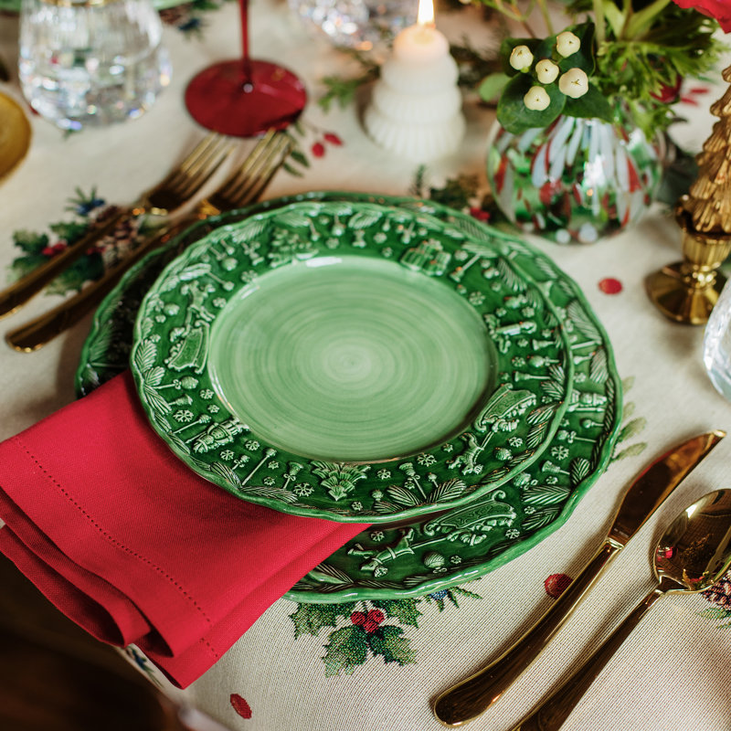 Assiette à salade verte Fiabe di Natale
