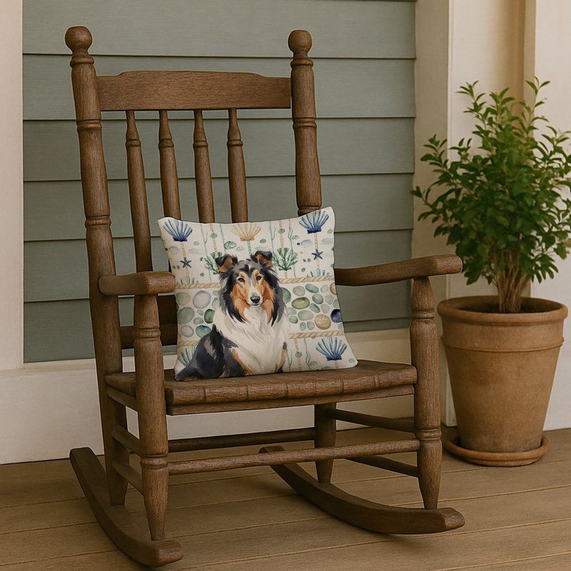 Coussin décoratif en verre Tricolor Collie, Carré 14 po, Colley tricolore