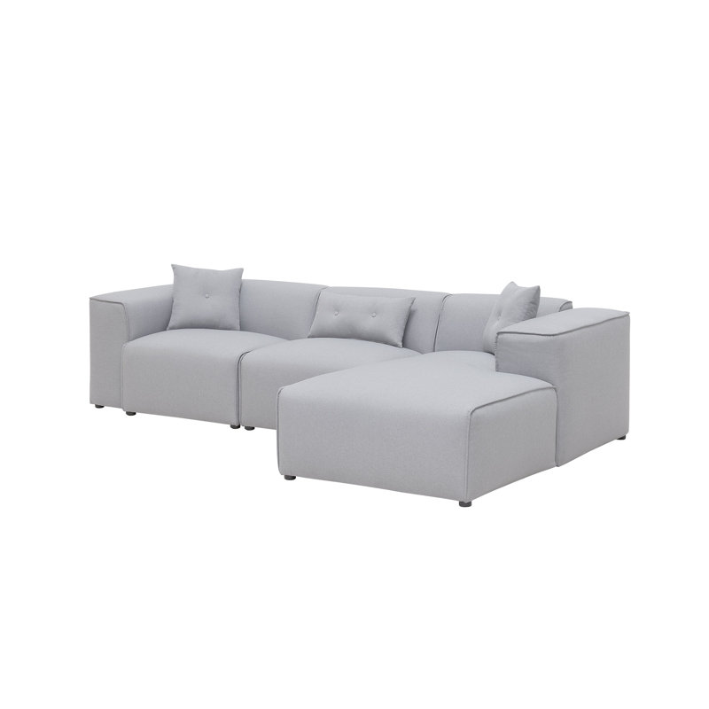 Salome 3 Seater Corduroy Corner Sofa , Light Grey