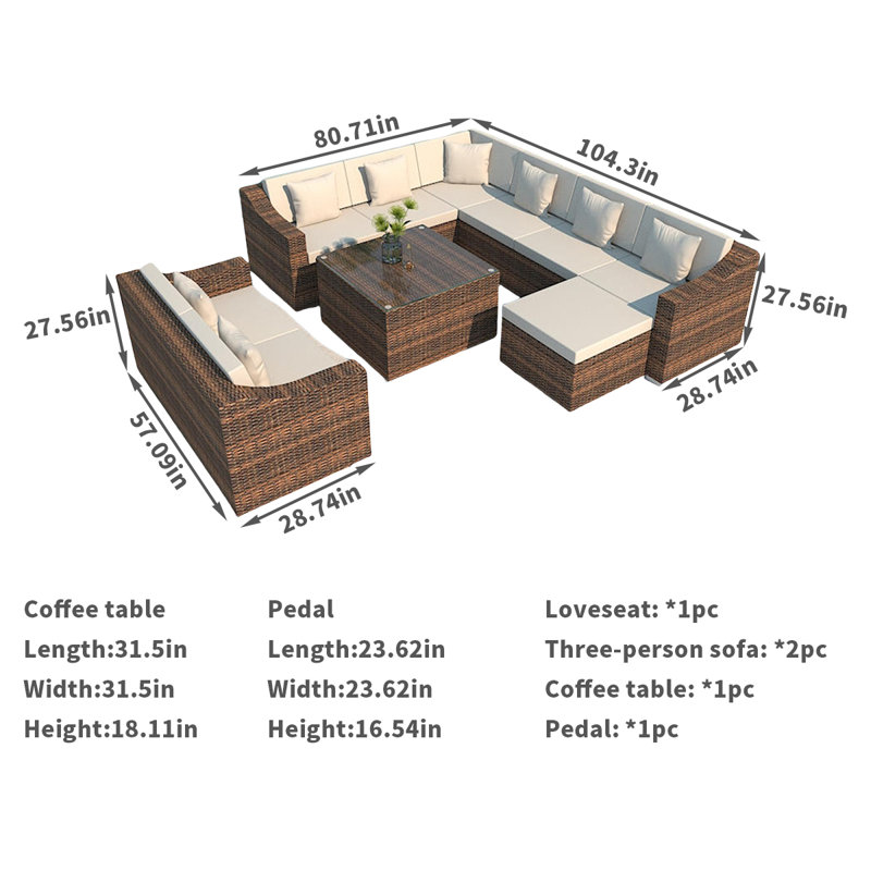 Tihana 8 - Person Patio Conversation Set
