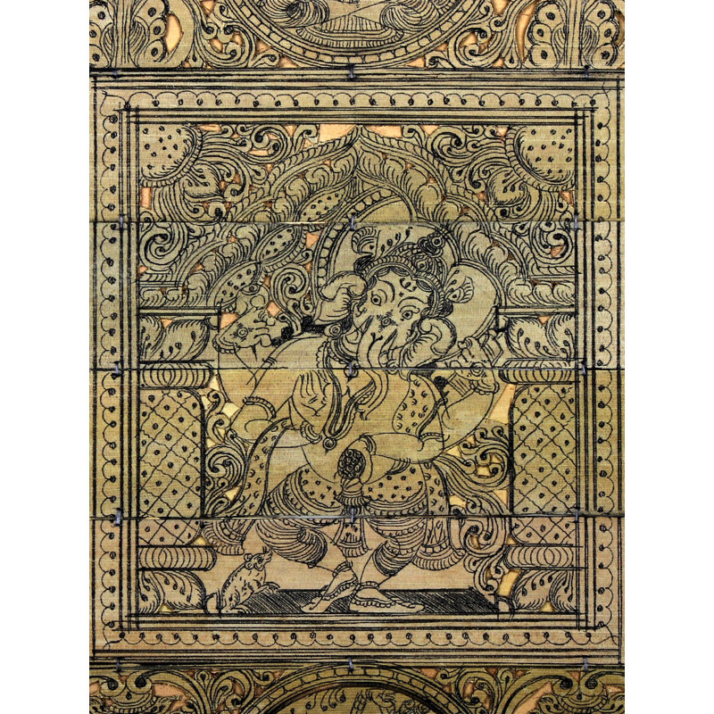 Chaturbhuja dansant Ganesha au centre avec dix incarnations de Vishnu (Dashavatara)