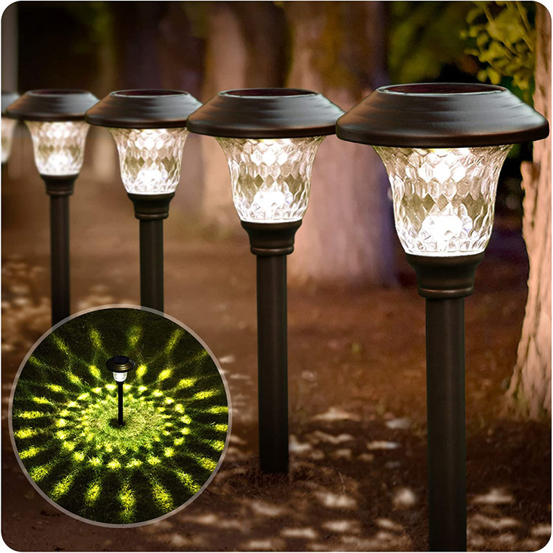 Paquet de 8 lumières d'extérieur imperméables pour paysage, verre de jardin noir