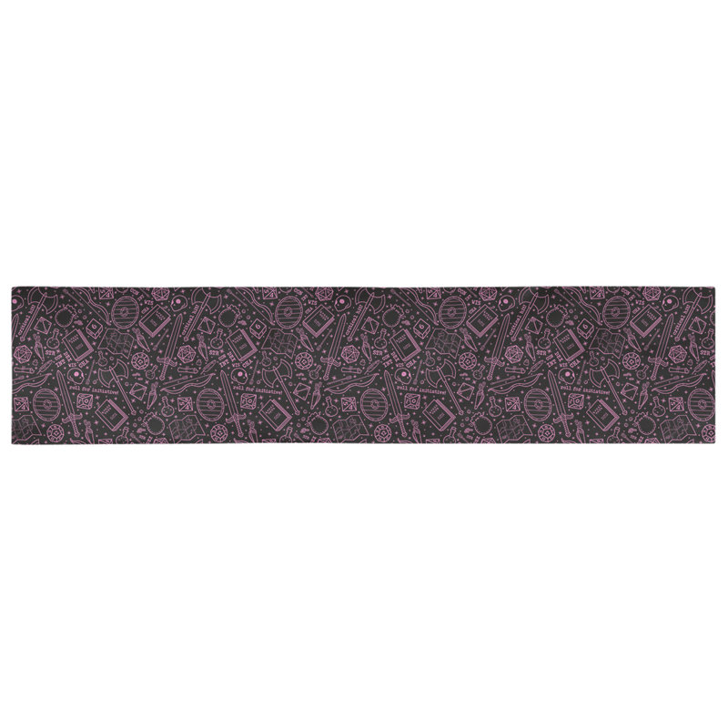 Chemin de table géométrique avicia, 90 po x 16 po, Noir / Rose, 100 % coton