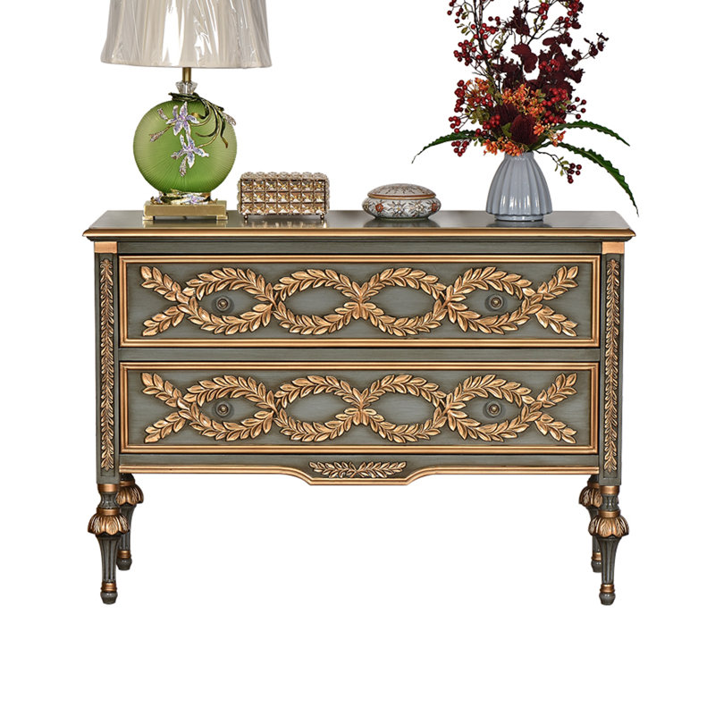 American side cabinet decorative cabinet, Charcoal Gray, Antique Brass