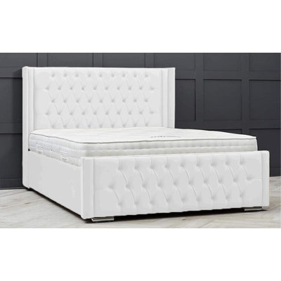 Lucio Velvet Upholstered Bed Frame - Curved Headboard, Sprung Slatted Base