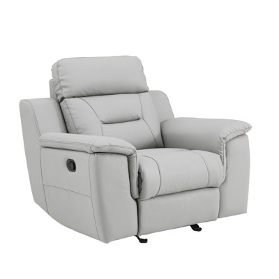 Fauteuil inclinable moderne en cuir avec support lombaire et système à 8 ressorts sinueux - 43,08 po Largeur gris