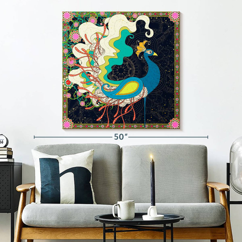 Paon bleu charmant Brampt, H 33 po x l 33 po