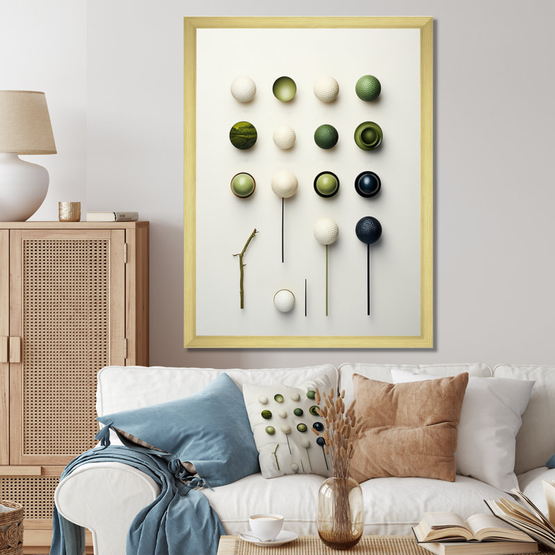 Gilderoy Minimalisme Golf Tees II - art mural grand golf, H 32 po x l 16 po x P 1 po, Encadrement doré