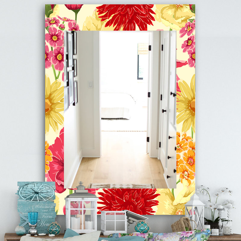 Miroir mural 30 fleurs, H 39,4 po x l 29,5 po