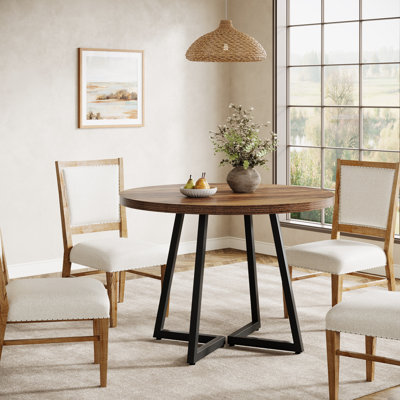 31.5" Small Round Kitchen Table, Industrial Dining Table for 2-4 by George Oliver