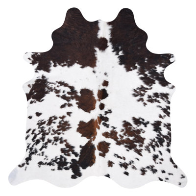 Tapis noir en cuir de vache véritable Olmead