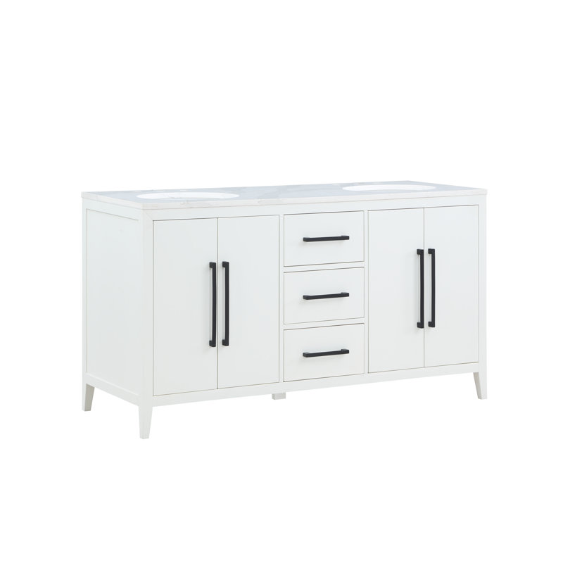 Alsup 60" Double Bathroom Vanity Set, White