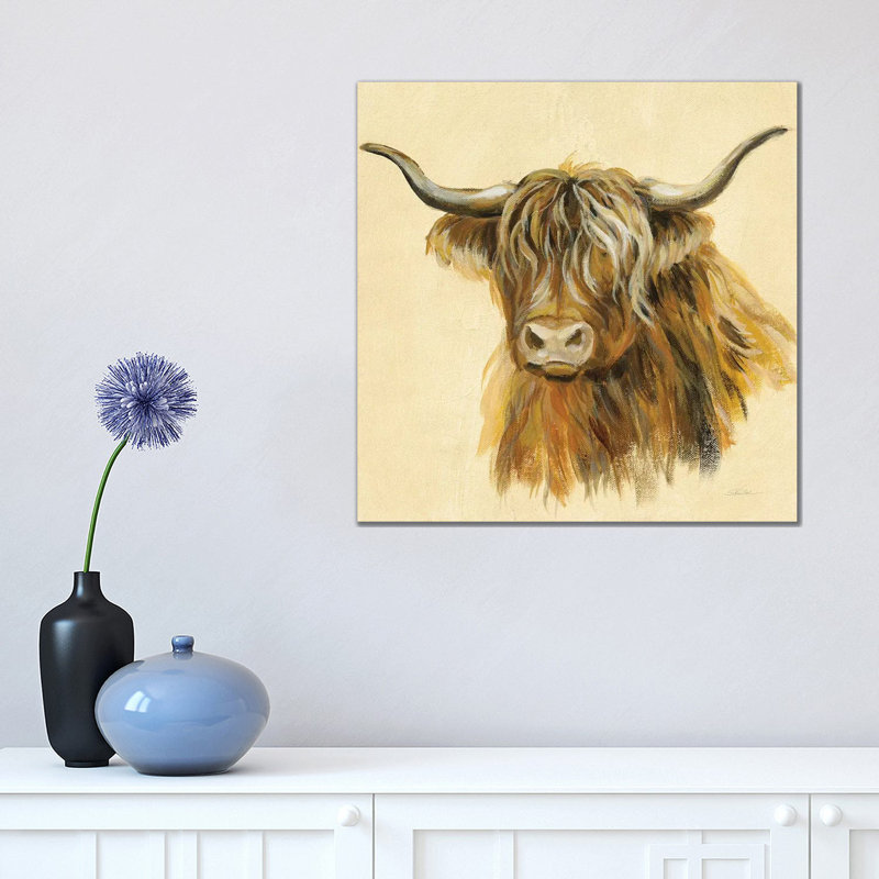 Highland Animal Cow by Silvia Vassileva - Wrapped Canvas Painting, 45.72 cm H x 45.72 cm W x 1.91 cm D