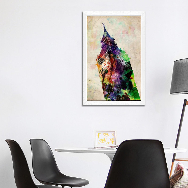 London Big Ben by Michael Tompsett - Print on Canvas, 101.6 cm H x 66.04 cm W, White Floater Framed