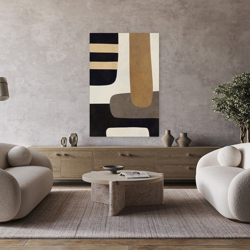 «Geometric 1 Abstract», art mural géométrique contemporain, 48" H x 32" W