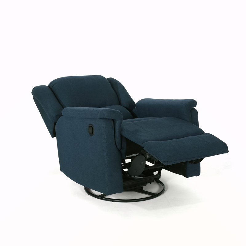 Fauteuil inclinable coulissant avec pivot, Tissu bleu marine