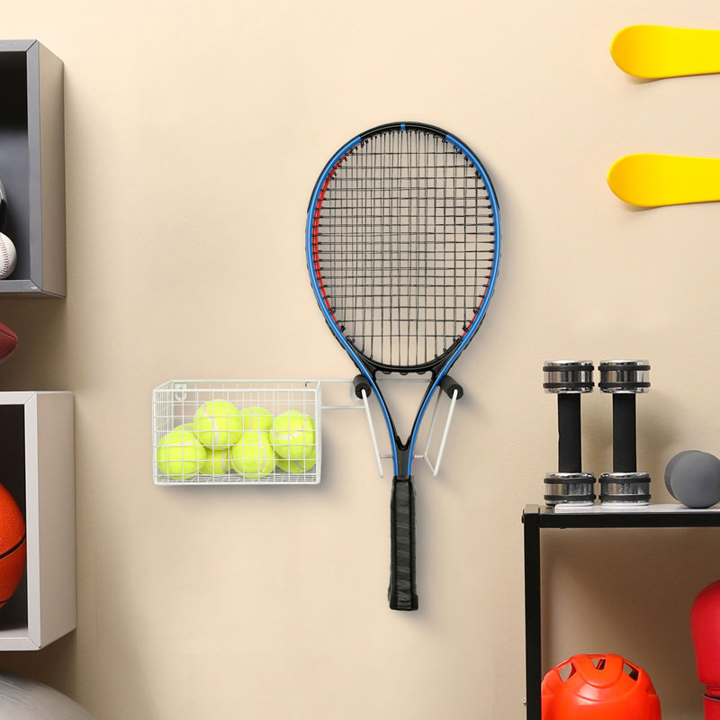 Metal Wall Mounted Multi-Use Sports Rack, White