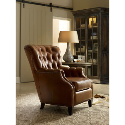 Niyahlee 37'' Wide Genuine Leather Club Chair