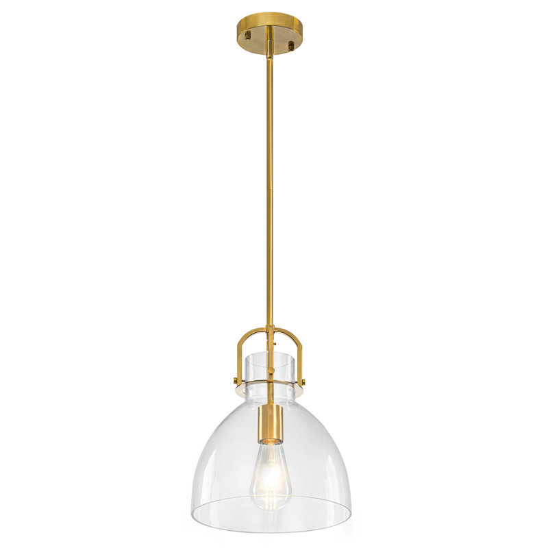 Luminaire suspendu en forme de dôme 1 lumière moderne avec abat-jour en verre transparent pour l'entrée de la salle à manger