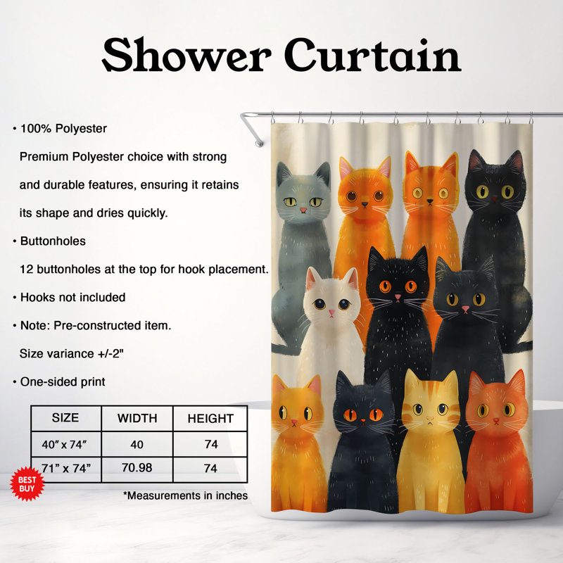 Rideau de douche 1 pièce Artful Fur, H 74 po x l 71 po