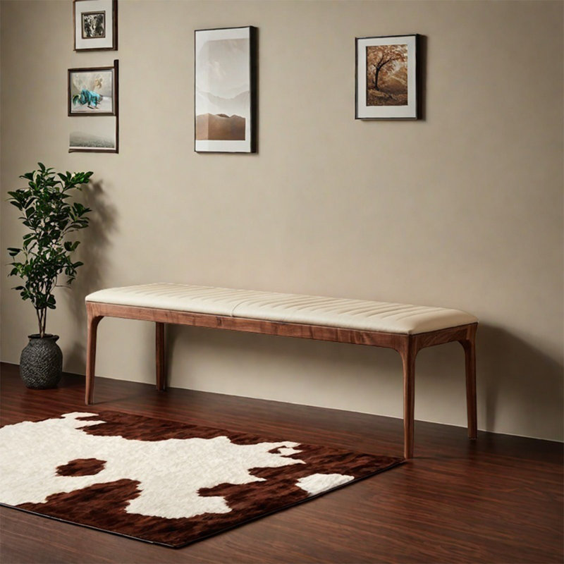 Simple bench walnut leather soft wrapped