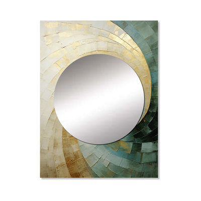 Anifer Beige Minimalism Spiral Poteries - Abstract Spirals Unique Wall Mirror, Beige Mirror, Printed Metal Art