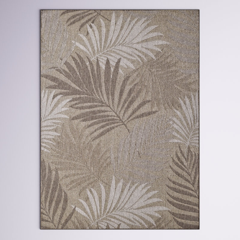Tapis intérieur / extérieur tissé à la machine Ablie, Rectangle 3 pi 3 po x 4 pi 11 po, Naturel