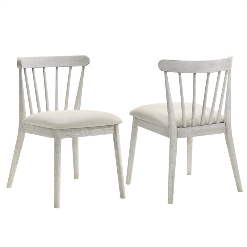 2-Piece Rustic Dining Side Chair Set, Solid Wood Frame, Farmhouse Design, Easy Assembly, White