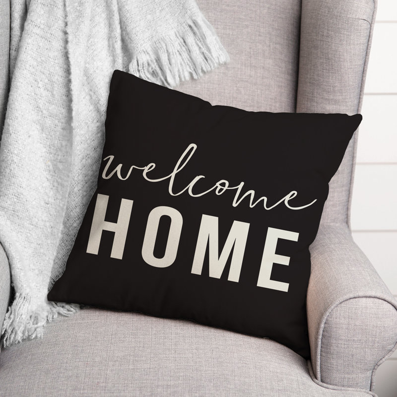 Housse de coussin d'extérieur carré Welcome Home, Noir