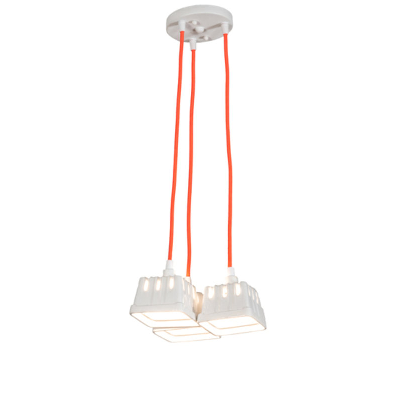 3 - Light Pendant, White/Coral