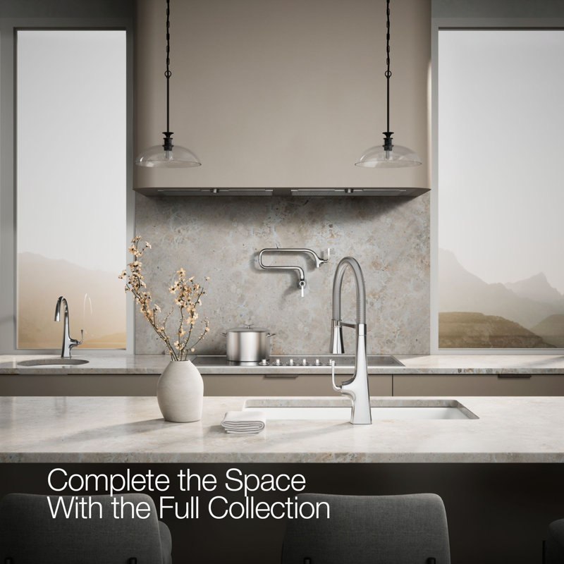 Graze Single Handle Kitchen Faucet with 21-9/16" Spout, Polished Chrome