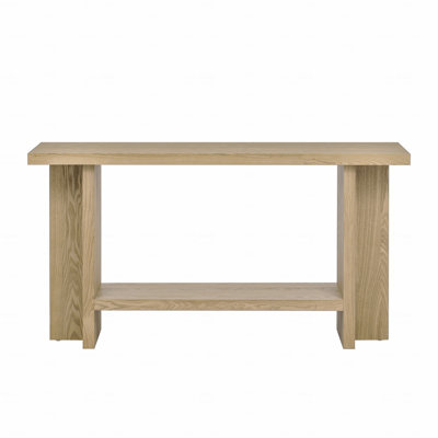 60" Console Table, With Ash Veneer Minimalist Entryway Table With T-Shaped Legs And Holds Up To 120Lbs, Sofa Table With Large Display Top And Bottom S by Latitude Run