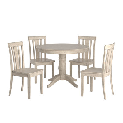 Plympton 4 - Person Solid Wood Top Pedestal Dining Set