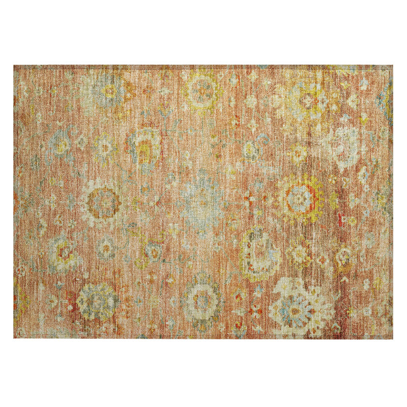 Machine Washable Indoor/Outdoor Chantille ACN1107 Coral Rug, Rectangle 1'8" x 2'6"