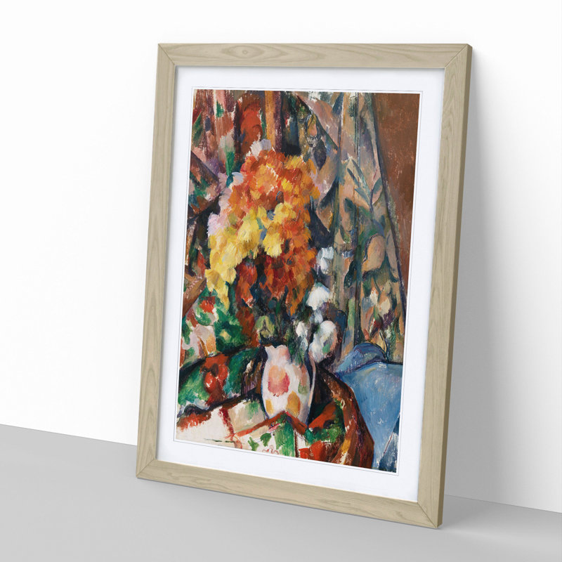 The Flowered Vase by Paul Cezanne - Picture Frame Graphic Art, Oak Framed, 90cm H x 65cm W x 2cm D