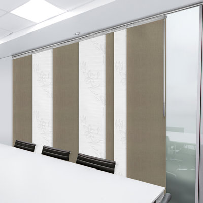 7-Panel Single Rail Panel Track Extendable 110"-153" W x 94"H, Panel width 23.5", Lotus, Cornsilk