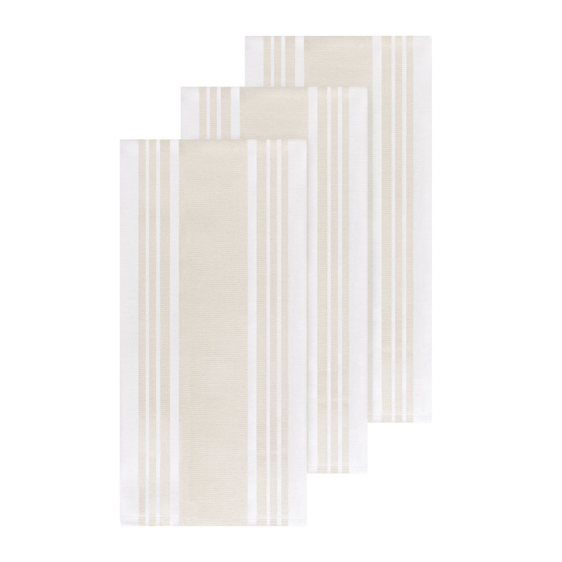 All-Clad Dual Striped Tea Towel, Almond
