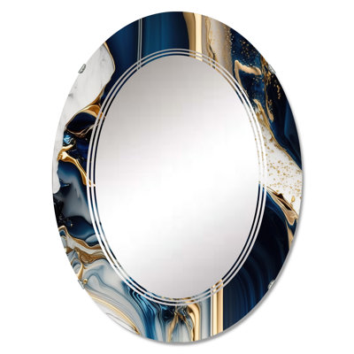 Orsolina Abstract Geode Waves Blue V - Modern Waves Wall Mirror