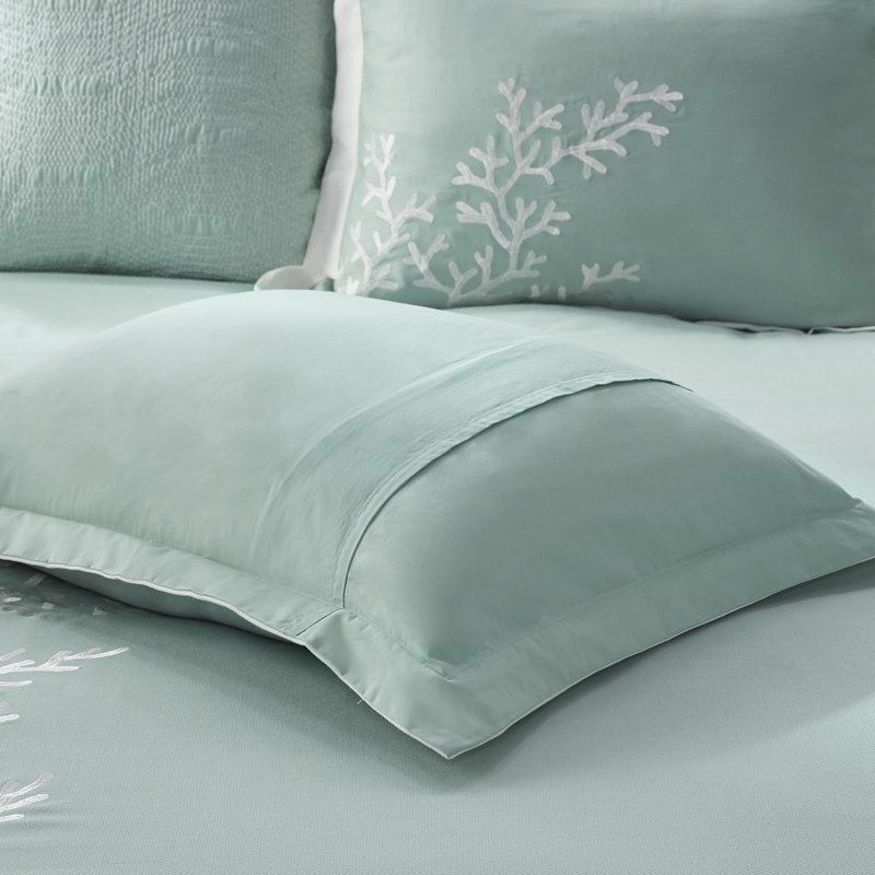 Coastline Cotton Duvet Set, Aqua, King/ Cal. King Duvet Cover + 2 Shams