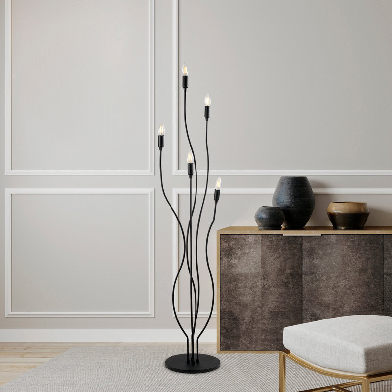 Lampe sur pied de fantaisie 61 po Okamoto, Noir