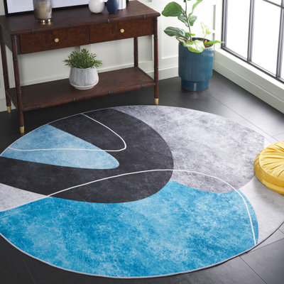 Tapis gris foncé / turquoise Bennita 837