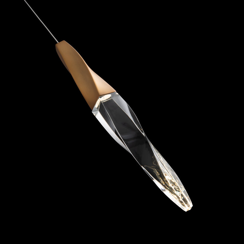 Kindjal 1 - Light LED Pendant, Aged Brass, 18" H x 2.8" W x 2.8"