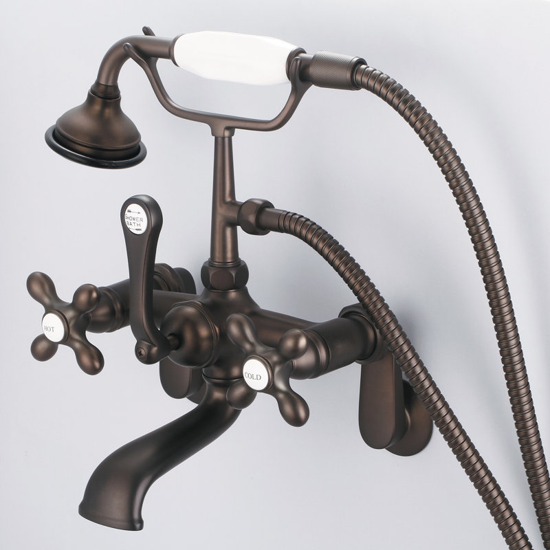 Stonington 3 Handle Clawfoot Tub Faucet, Cross Handles, Oil Rubbed Bronze
