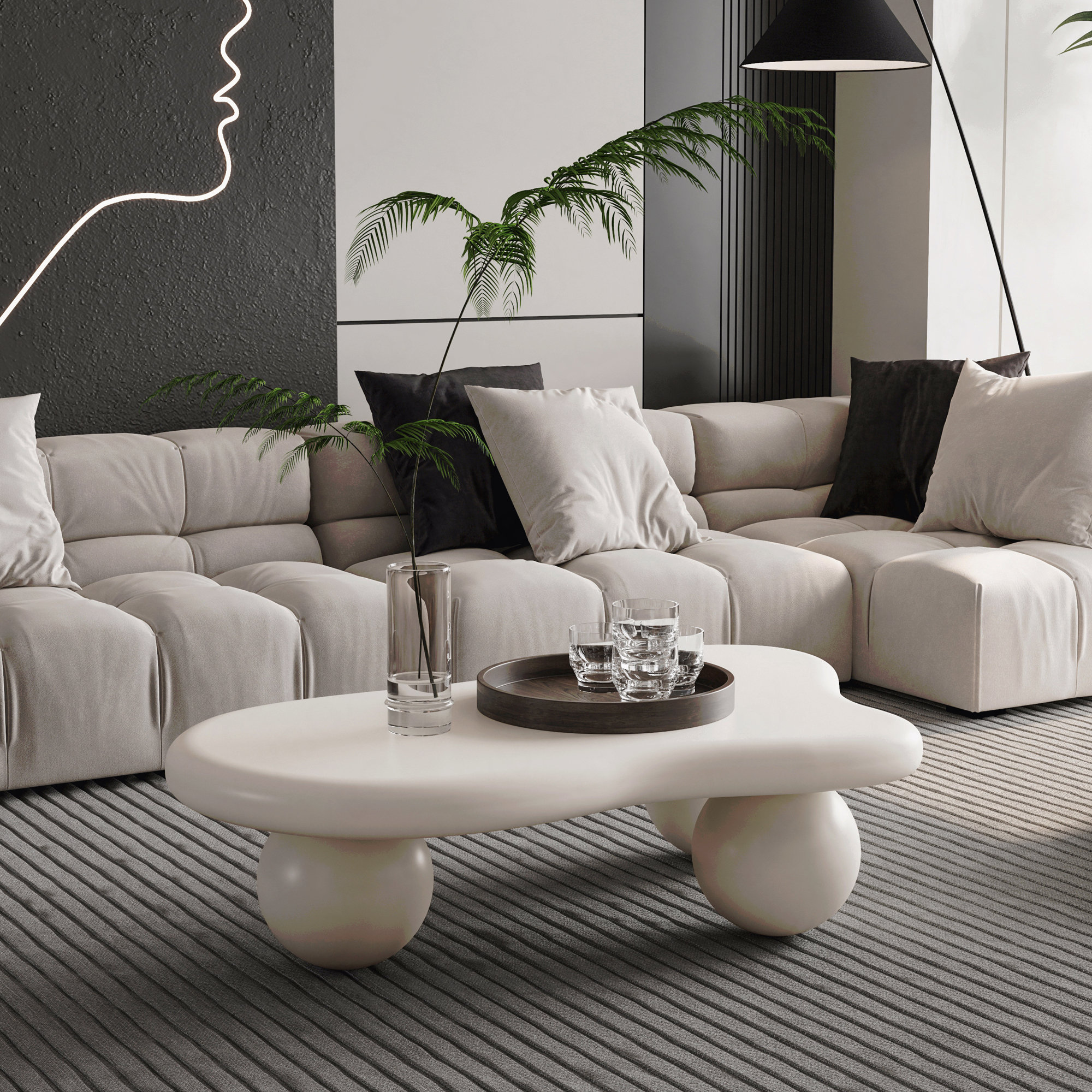Wrought Studio 1-Piece Coffee Table With 3 Ball Legs For Living Room ...