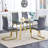Modern Minimalist Rectangular Dining Table Tempered Glass Top Golden Metal Legs-671437361-671437365