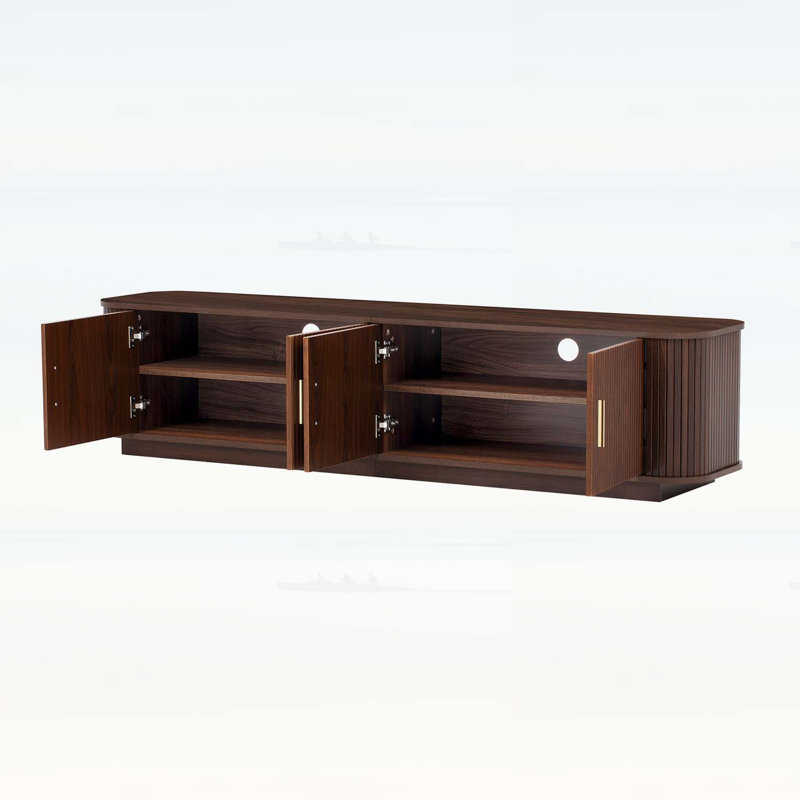 Console moderne pour téléviseur de 80 po ou moins, espace de rangement spacieux et coins durcis