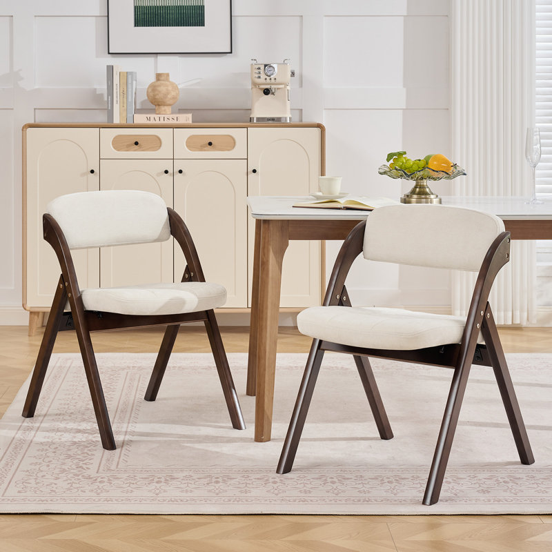 Ensemble de 2 chaises pliantes rembourrées et rembourrées Modern, 2, Beige/Walnut