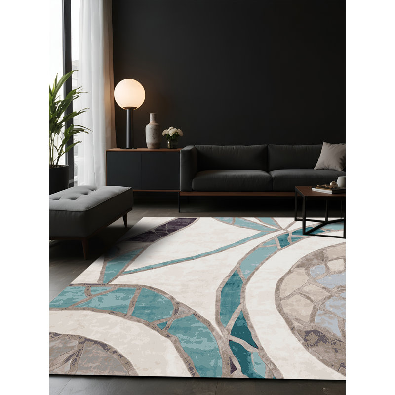 Tapis gris soyeux et moelleux, Carré 7 pi