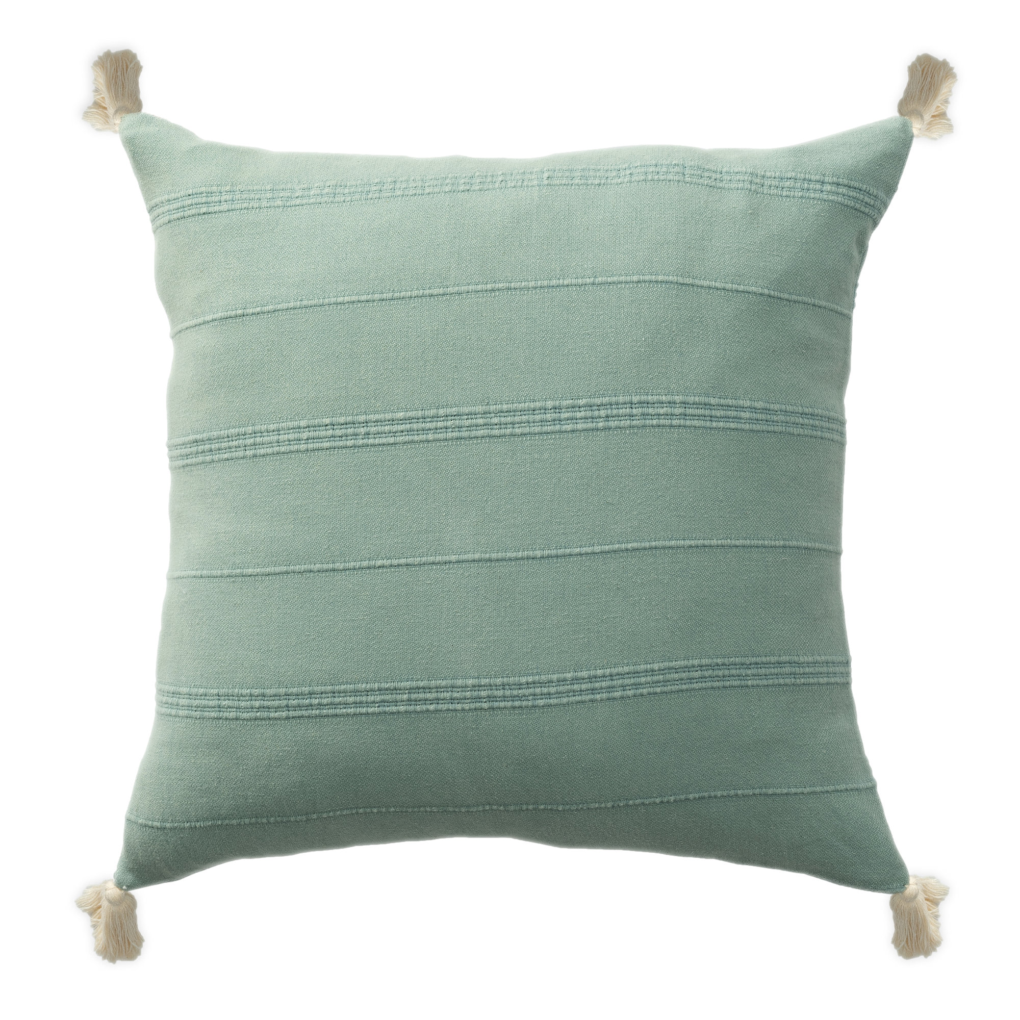 Danica Tassels Cotton Throw Pillow, Pillow Cover Only - No Insert, Green